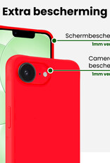 BASEY. BASEY. iPhone 17e Hoesje Siliconen Met Screenprotector Met Dichte Notch - Rood