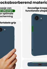 BASEY. BASEY. iPhone 17e Hoesje Siliconen Met 2x Screenprotector Met Dichte Notch - Donkerblauw