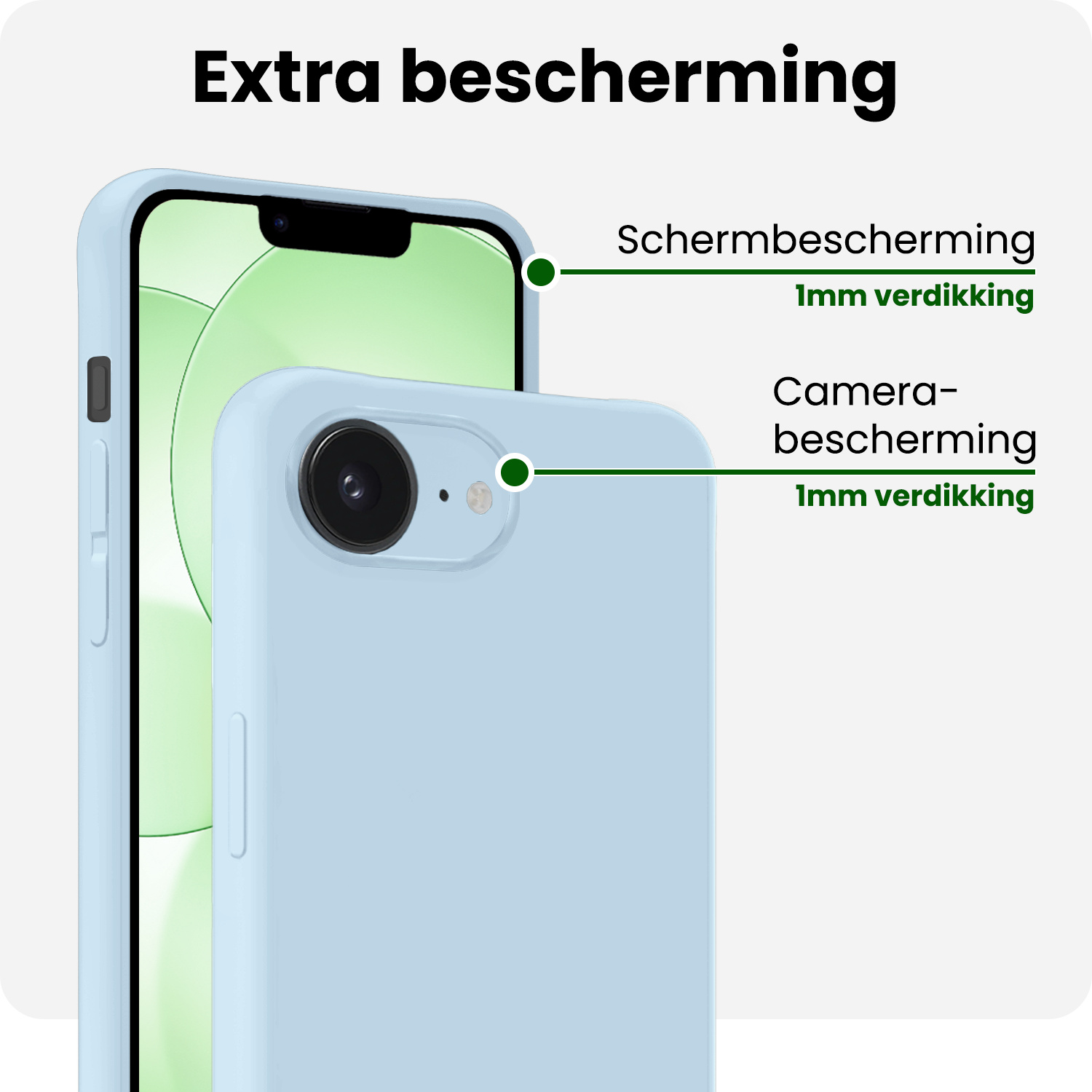 BASEY. BASEY. iPhone 17e Hoesje Siliconen Met 2x Screenprotector Met Dichte Notch - Lichtblauw