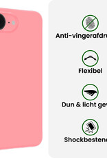 BASEY. BASEY. iPhone 17e Hoesje Siliconen Met 2x Screenprotector Met Dichte Notch - Lichtroze