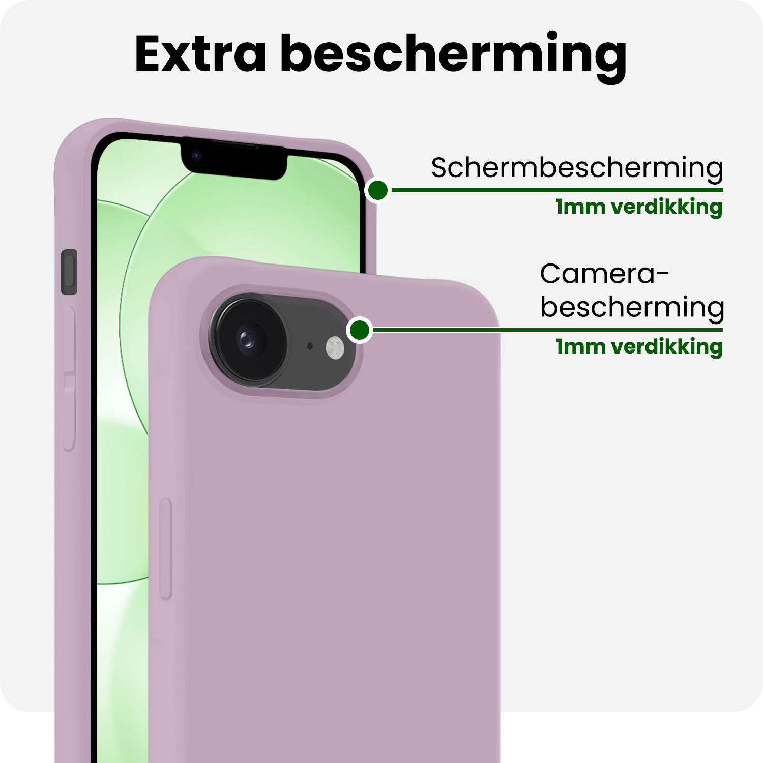 BASEY. BASEY. iPhone 17e Hoesje Siliconen Met 2x Screenprotector Met Dichte Notch - Lila