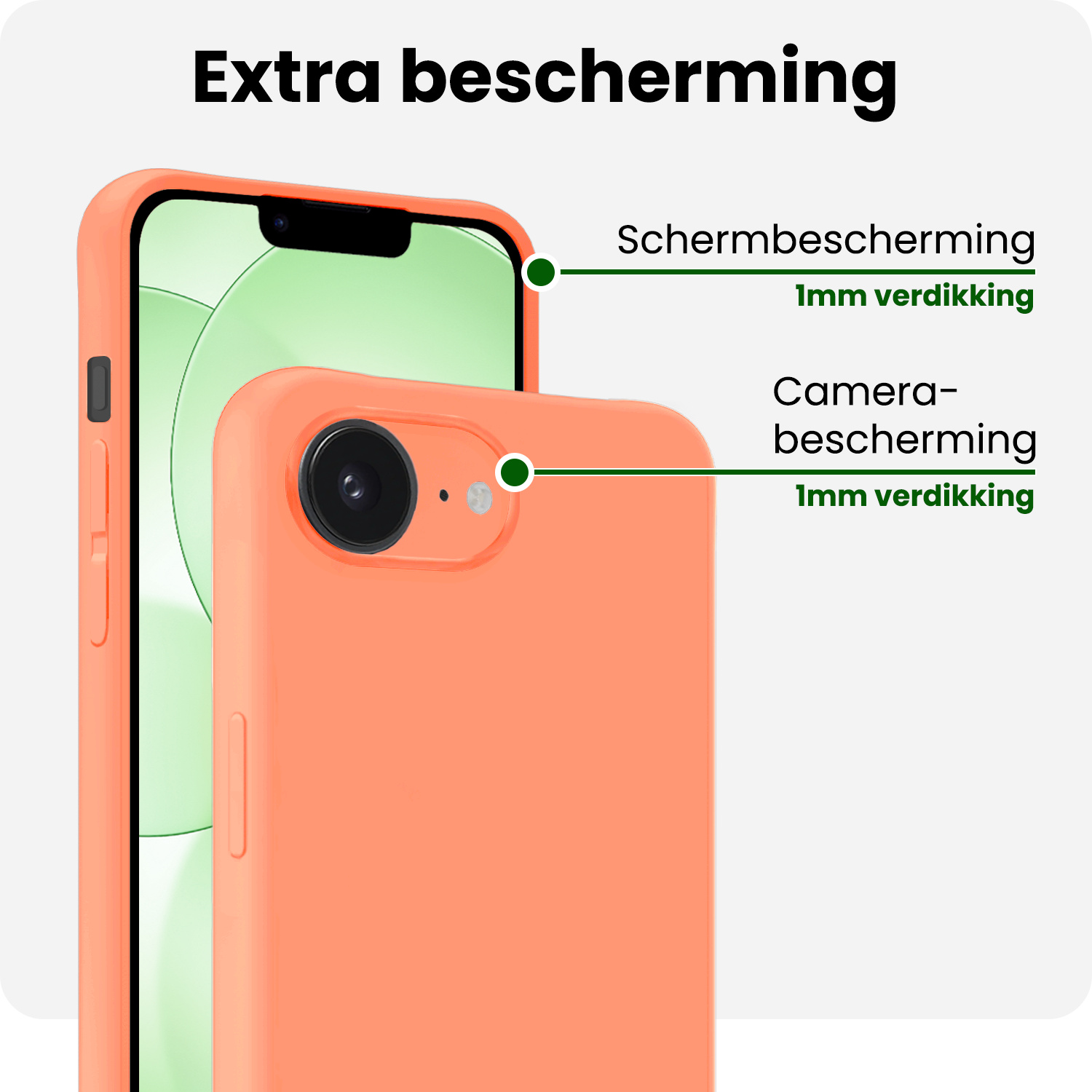 BASEY. BASEY. iPhone 17e Hoesje Siliconen Met 2x Screenprotector Met Dichte Notch - Perzik