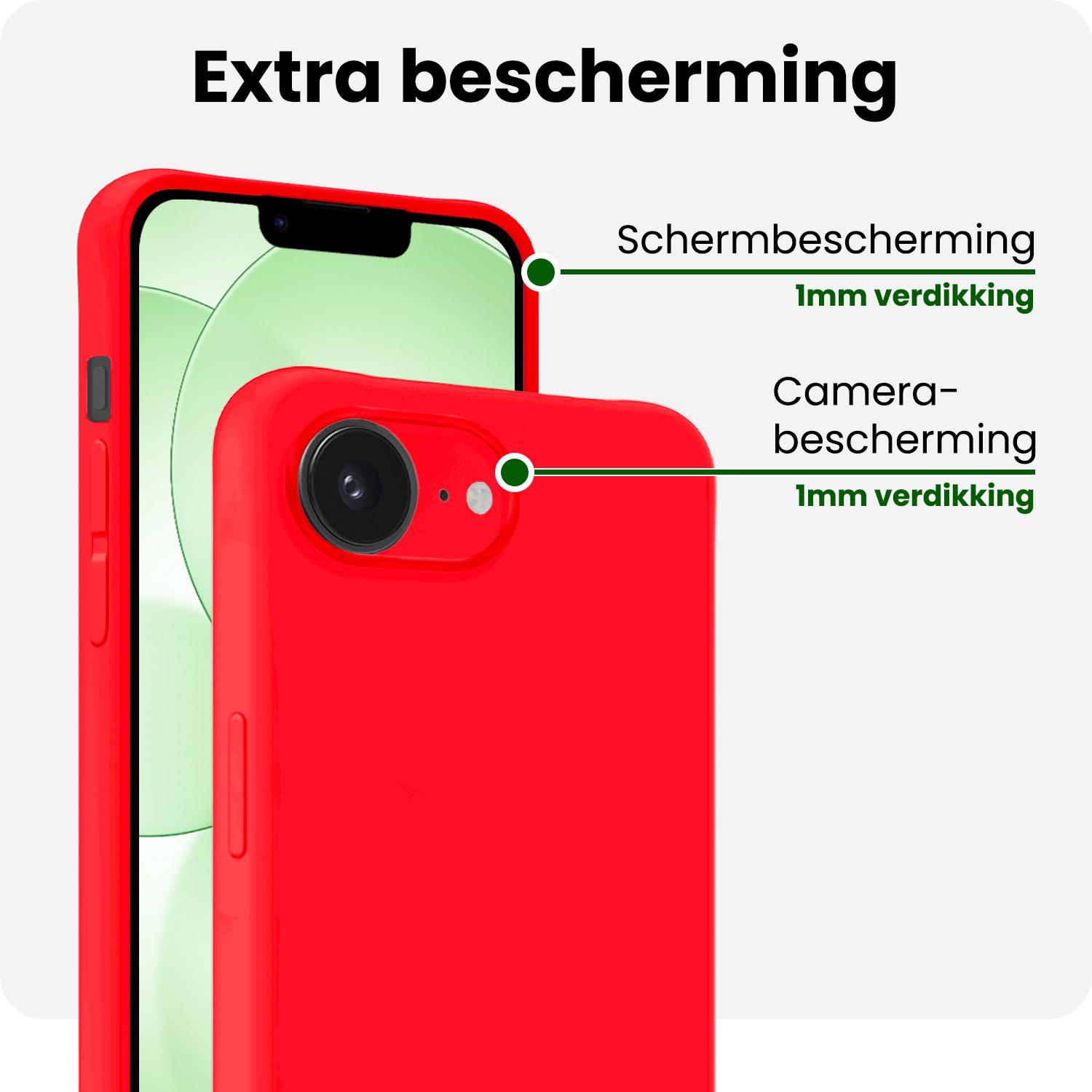 BASEY. BASEY. iPhone 17e Hoesje Siliconen Met 2x Screenprotector Met Dichte Notch - Rood
