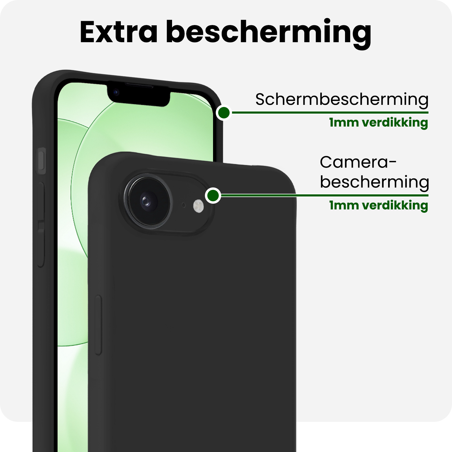 BASEY. BASEY. iPhone 17e Hoesje Siliconen Met 2x Screenprotector Met Dichte Notch - Zwart