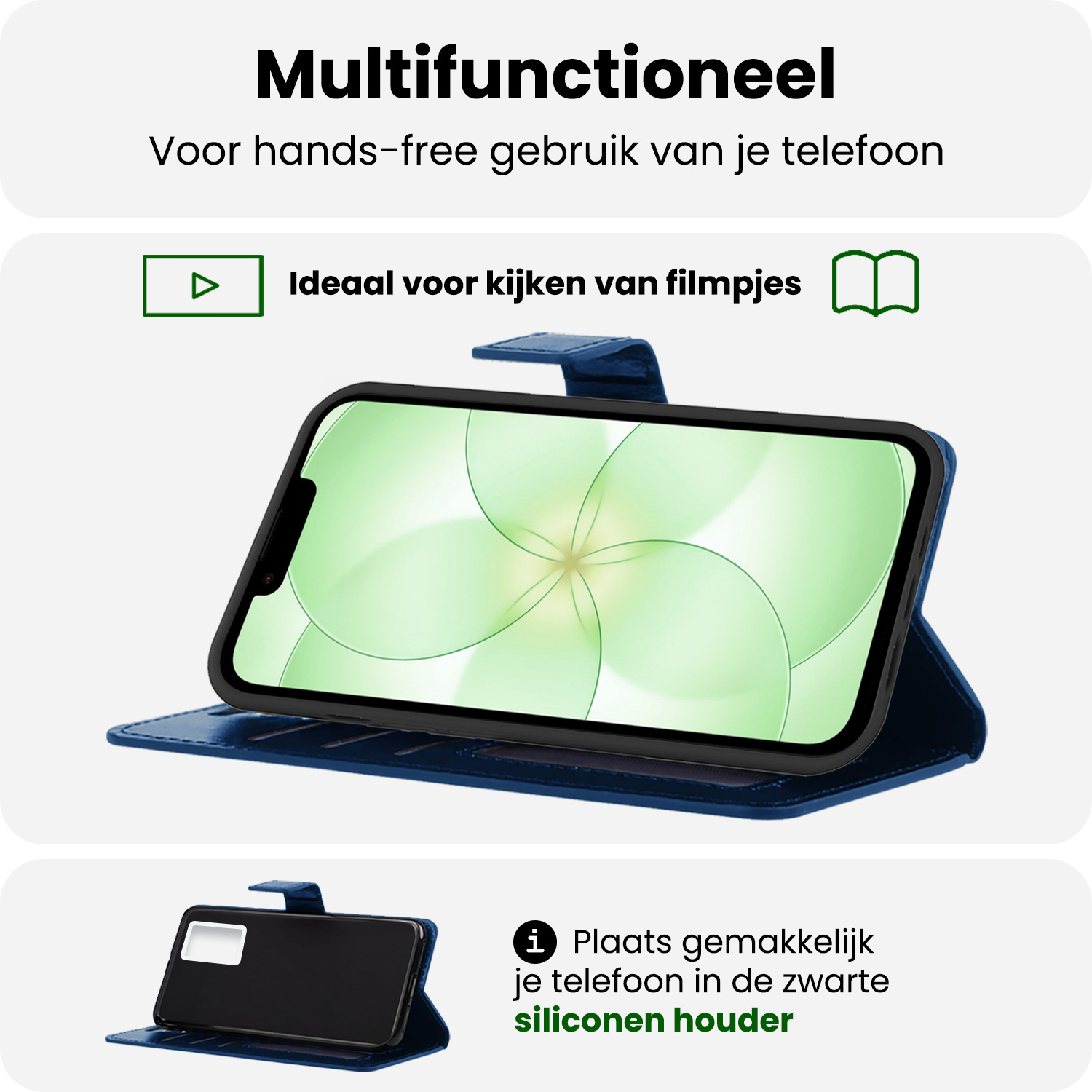 BASEY. BASEY. iPhone 17e Hoesje Bookcase - Donkerblauw