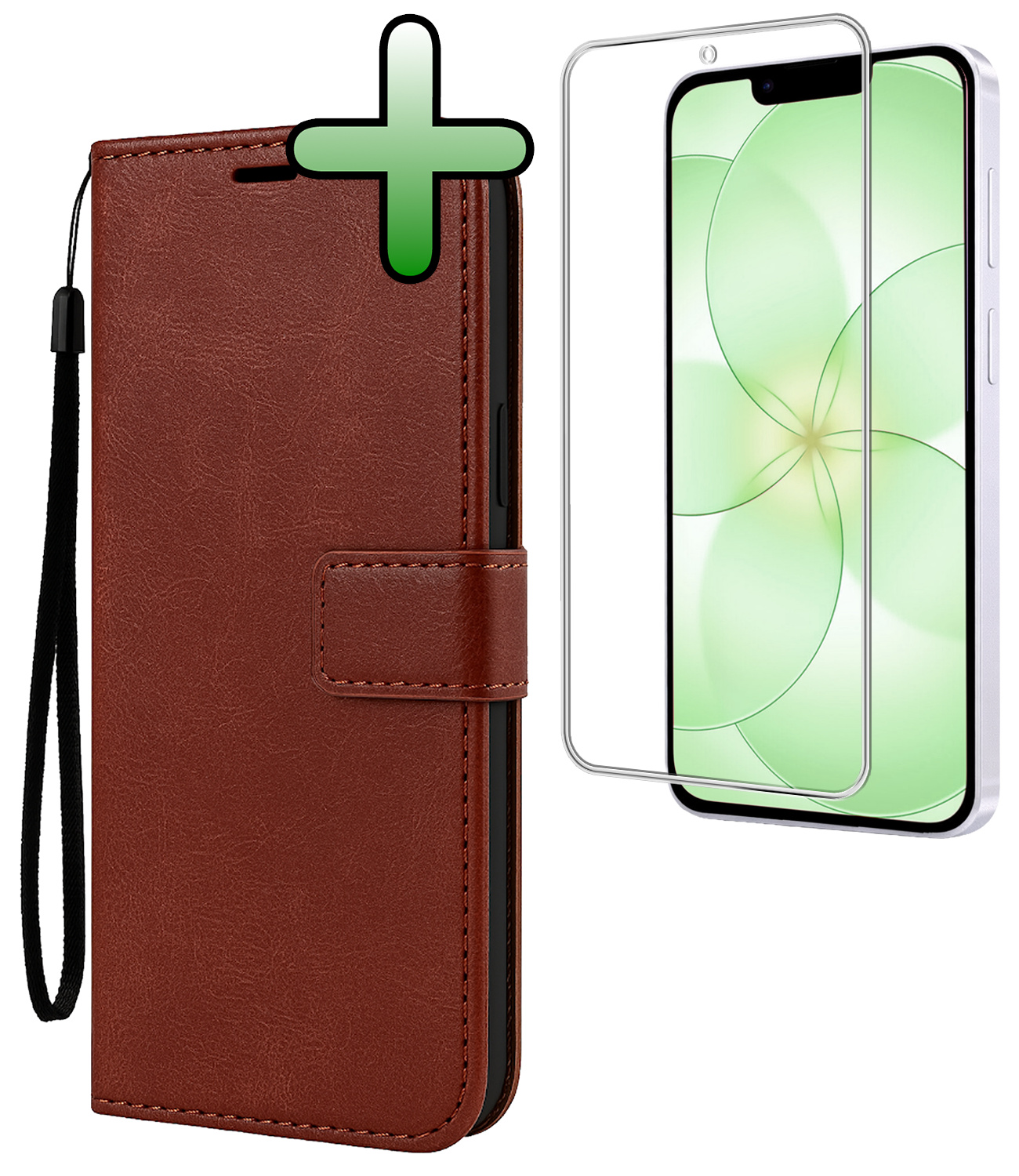 BASEY. BASEY. iPhone 17e Hoesje Bookcase Met Screenprotector - Bruin