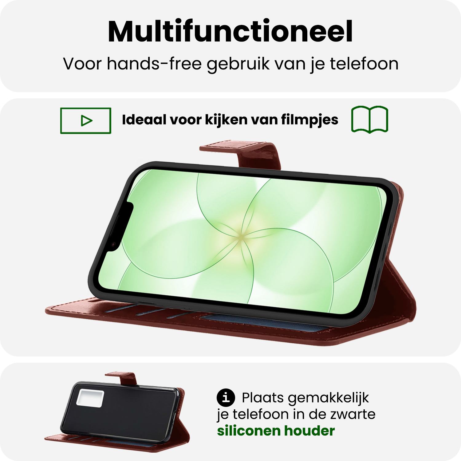 BASEY. BASEY. iPhone 17e Hoesje Bookcase Met Screenprotector - Bruin