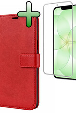 BASEY. BASEY. iPhone 17e Hoesje Bookcase Met Screenprotector - Rood