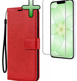 BASEY. BASEY. iPhone 17e Hoesje Bookcase Met Screenprotector - Rood