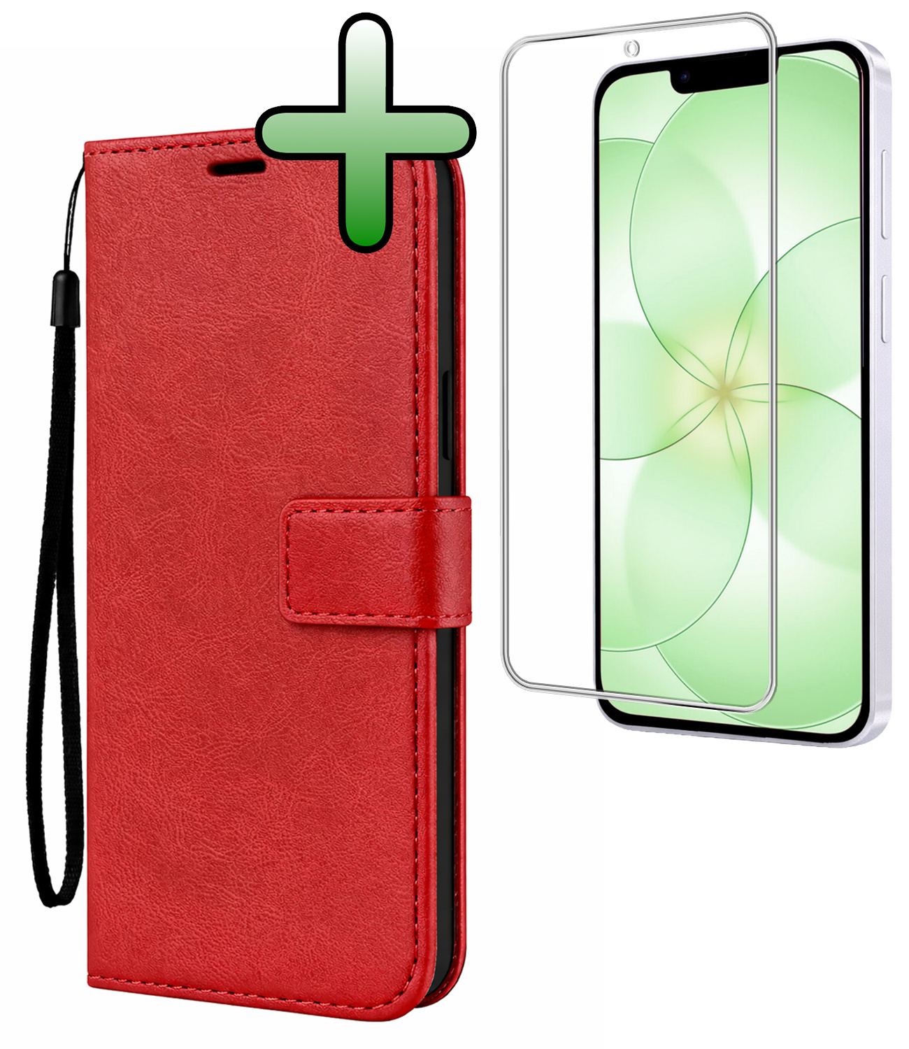 BASEY. BASEY. iPhone 17e Hoesje Bookcase Met Screenprotector - Rood