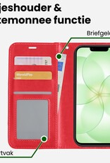 BASEY. BASEY. iPhone 17e Hoesje Bookcase Met Screenprotector - Rood