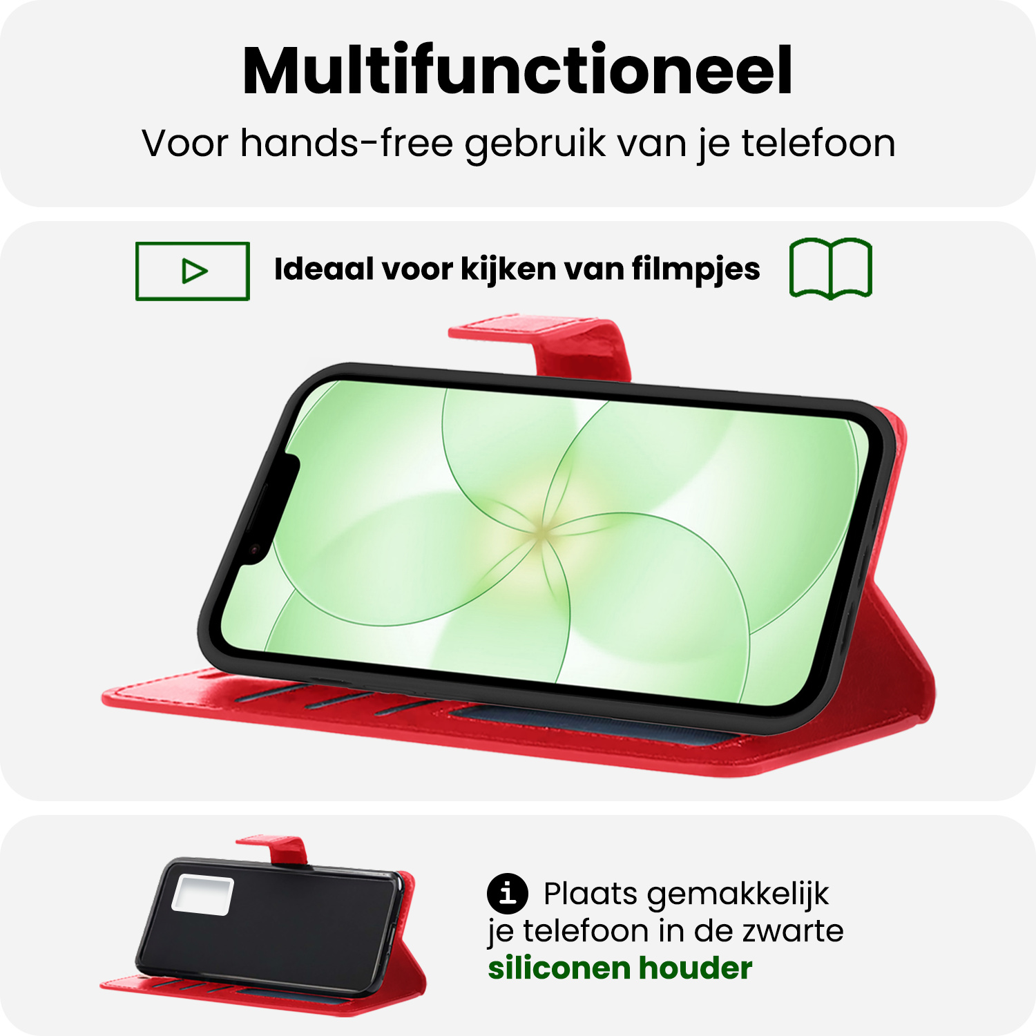 BASEY. BASEY. iPhone 17e Hoesje Bookcase Met Screenprotector - Rood