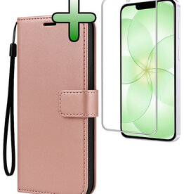 BASEY. BASEY. iPhone 17e Hoesje Bookcase Met Screenprotector - Rose Goud