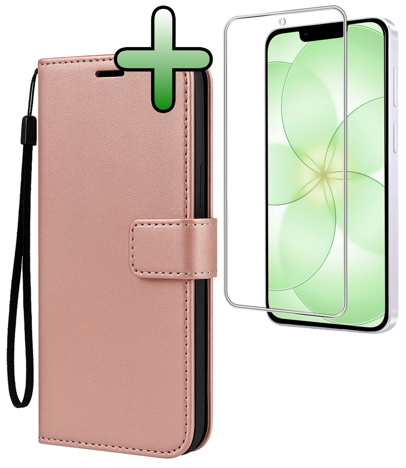 BASEY. BASEY. iPhone 17e Hoesje Bookcase Met Screenprotector - Rose Goud