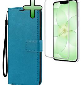 BASEY. BASEY. iPhone 17e Hoesje Bookcase Met Screenprotector - Turquoise