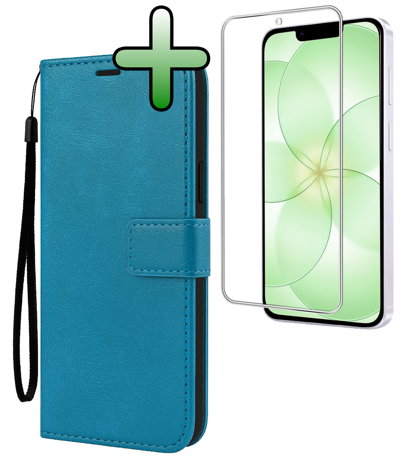 BASEY. BASEY. iPhone 17e Hoesje Bookcase Met Screenprotector - Turquoise