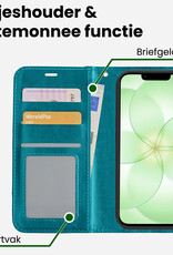 BASEY. BASEY. iPhone 17e Hoesje Bookcase Met Screenprotector - Turquoise