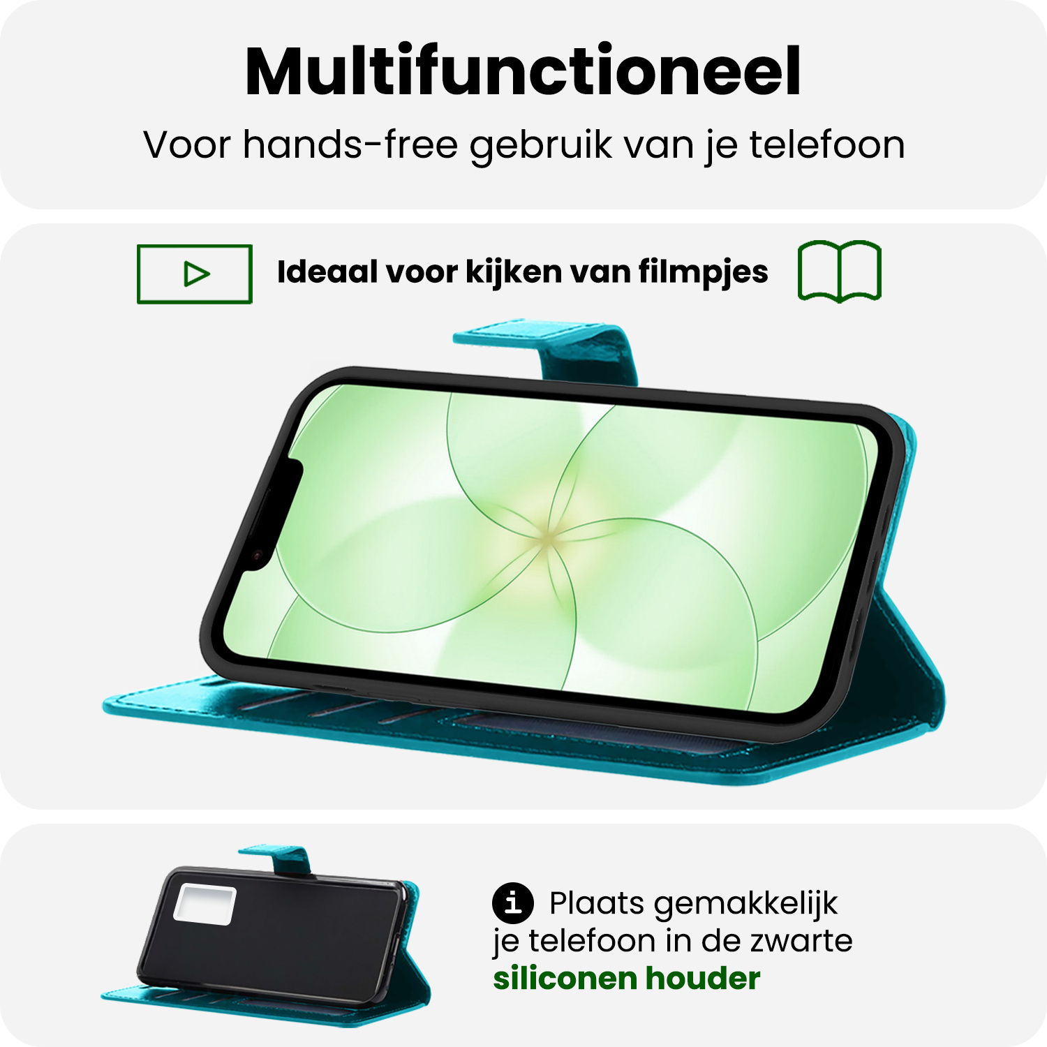 BASEY. BASEY. iPhone 17e Hoesje Bookcase Met Screenprotector - Turquoise