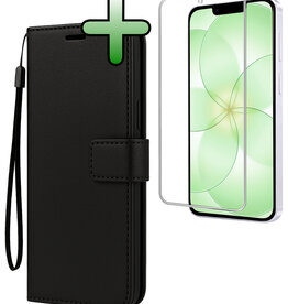 BASEY. BASEY. iPhone 17e Hoesje Bookcase Met Screenprotector - Zwart