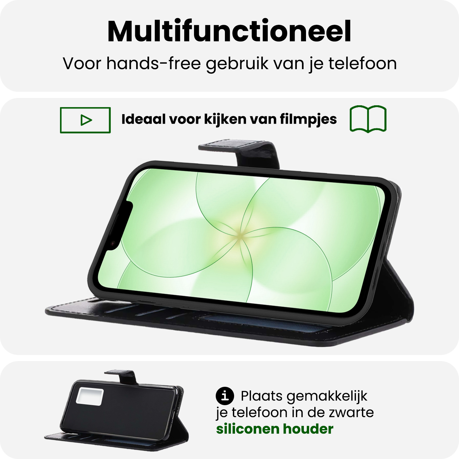 BASEY. BASEY. iPhone 17e Hoesje Bookcase Met Screenprotector - Zwart