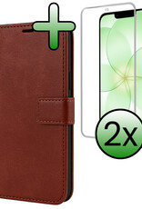 BASEY. BASEY. iPhone 17e Hoesje Bookcase Met 2x Screenprotector - Bruin