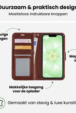 BASEY. BASEY. iPhone 17e Hoesje Bookcase Met 2x Screenprotector - Bruin