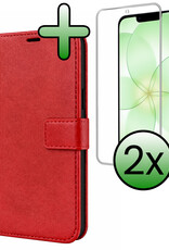 BASEY. BASEY. iPhone 17e Hoesje Bookcase Met 2x Screenprotector - Rood