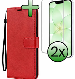 BASEY. BASEY. iPhone 17e Hoesje Bookcase Met 2x Screenprotector - Rood