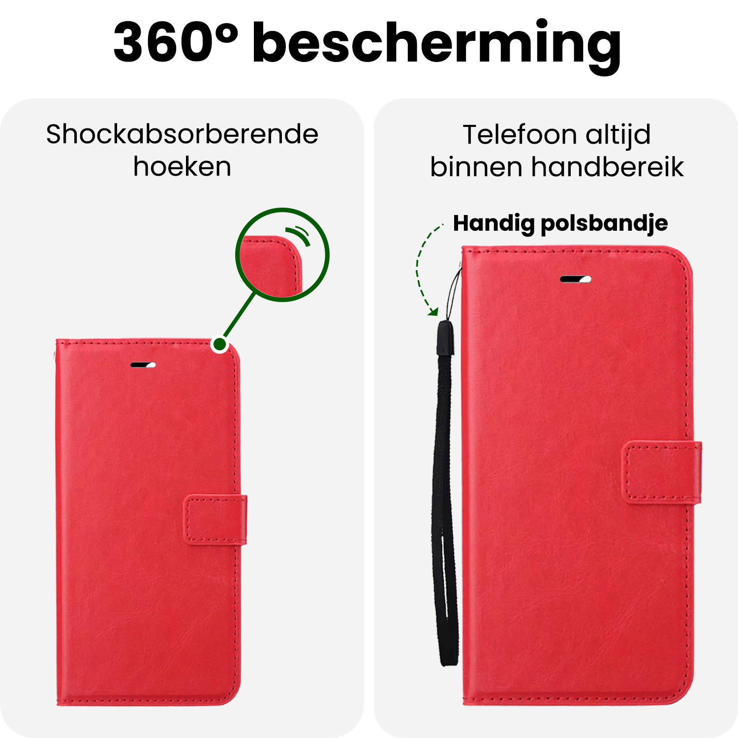 BASEY. BASEY. iPhone 17e Hoesje Bookcase Met 2x Screenprotector - Rood