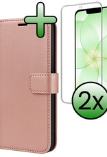 BASEY. BASEY. iPhone 17e Hoesje Bookcase Met 2x Screenprotector - Rose Goud