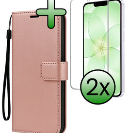 BASEY. BASEY. iPhone 17e Hoesje Bookcase Met 2x Screenprotector - Rose Goud