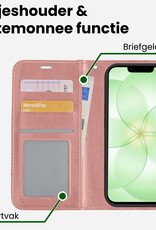 BASEY. BASEY. iPhone 17e Hoesje Bookcase Met 2x Screenprotector - Rose Goud