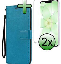 BASEY. BASEY. iPhone 17e Hoesje Bookcase Met 2x Screenprotector - Turquoise