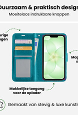 BASEY. BASEY. iPhone 17e Hoesje Bookcase Met 2x Screenprotector - Turquoise