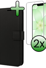 BASEY. BASEY. iPhone 17e Hoesje Bookcase Met 2x Screenprotector - Zwart