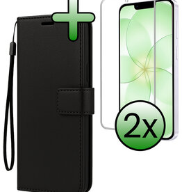 BASEY. BASEY. iPhone 17e Hoesje Bookcase Met 2x Screenprotector - Zwart