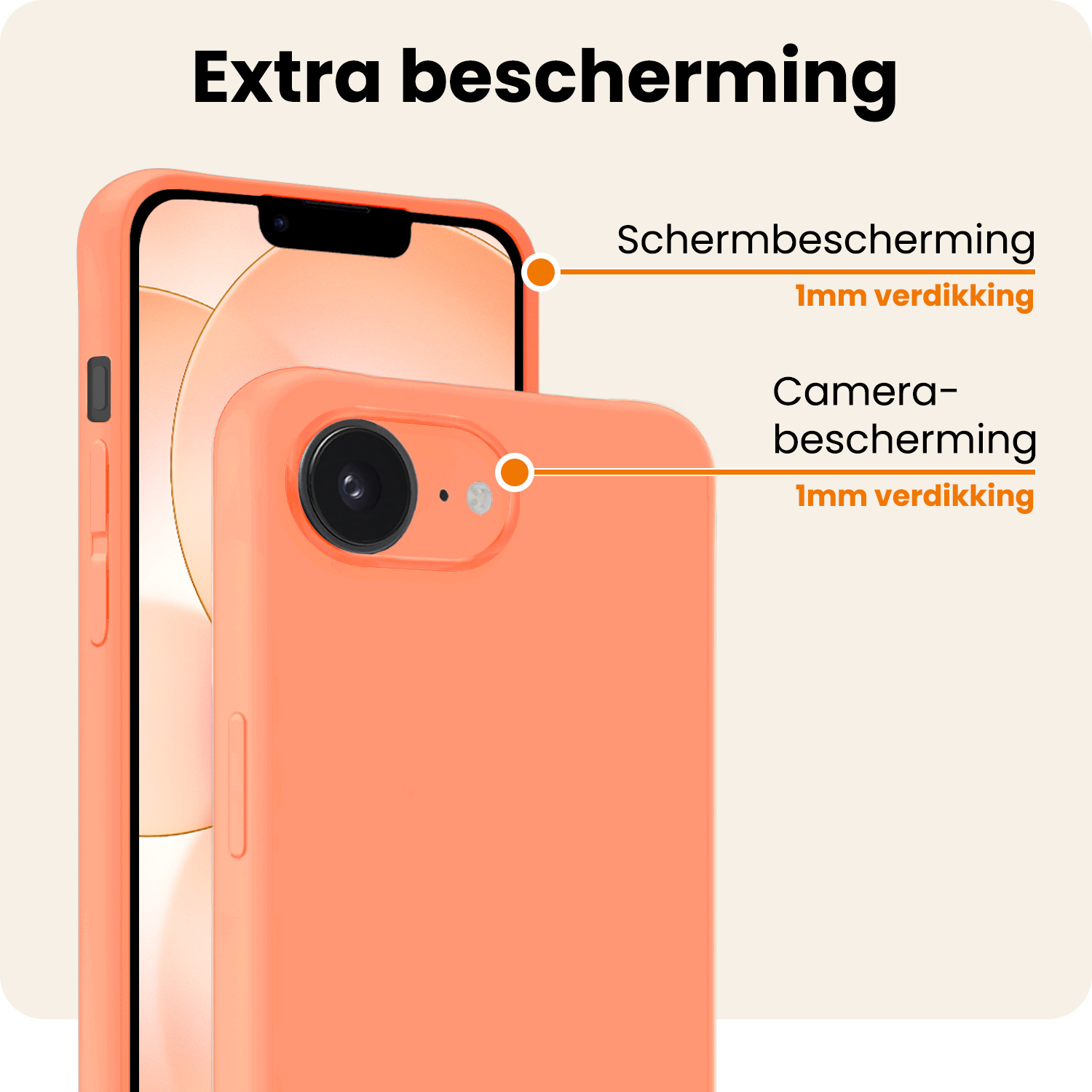 Nomfy Nomfy iPhone 17e Hoesje Siliconen - Perzik