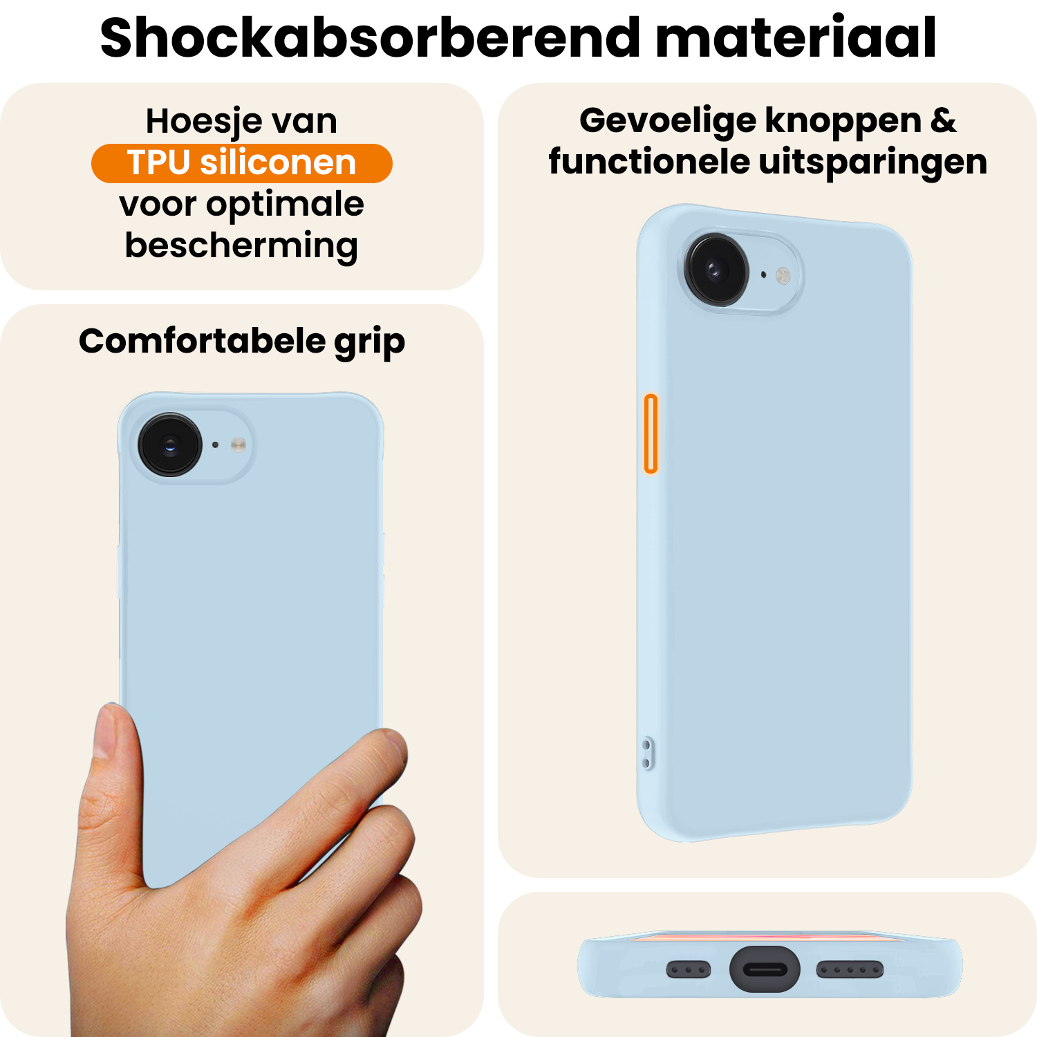 Nomfy Nomfy iPhone 17e Hoesje Siliconen - Lichtblauw - 2 PACK