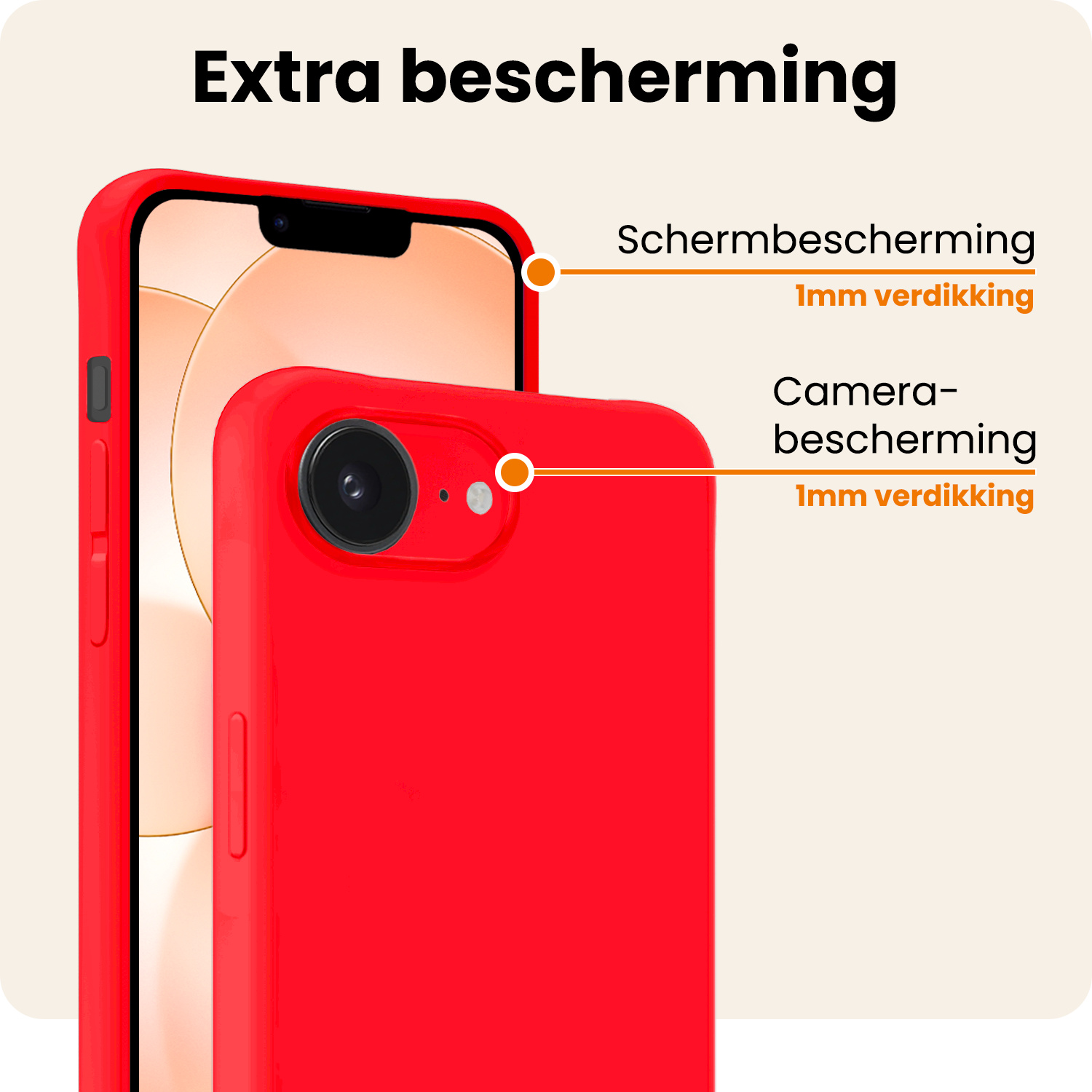 Nomfy Nomfy iPhone 17e Hoesje Siliconen - Rood - 2 PACK