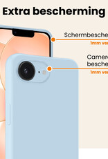 Nomfy Nomfy iPhone 17e Hoesje Siliconen Met Screenprotector Met Dichte Notch - Lichtblauw