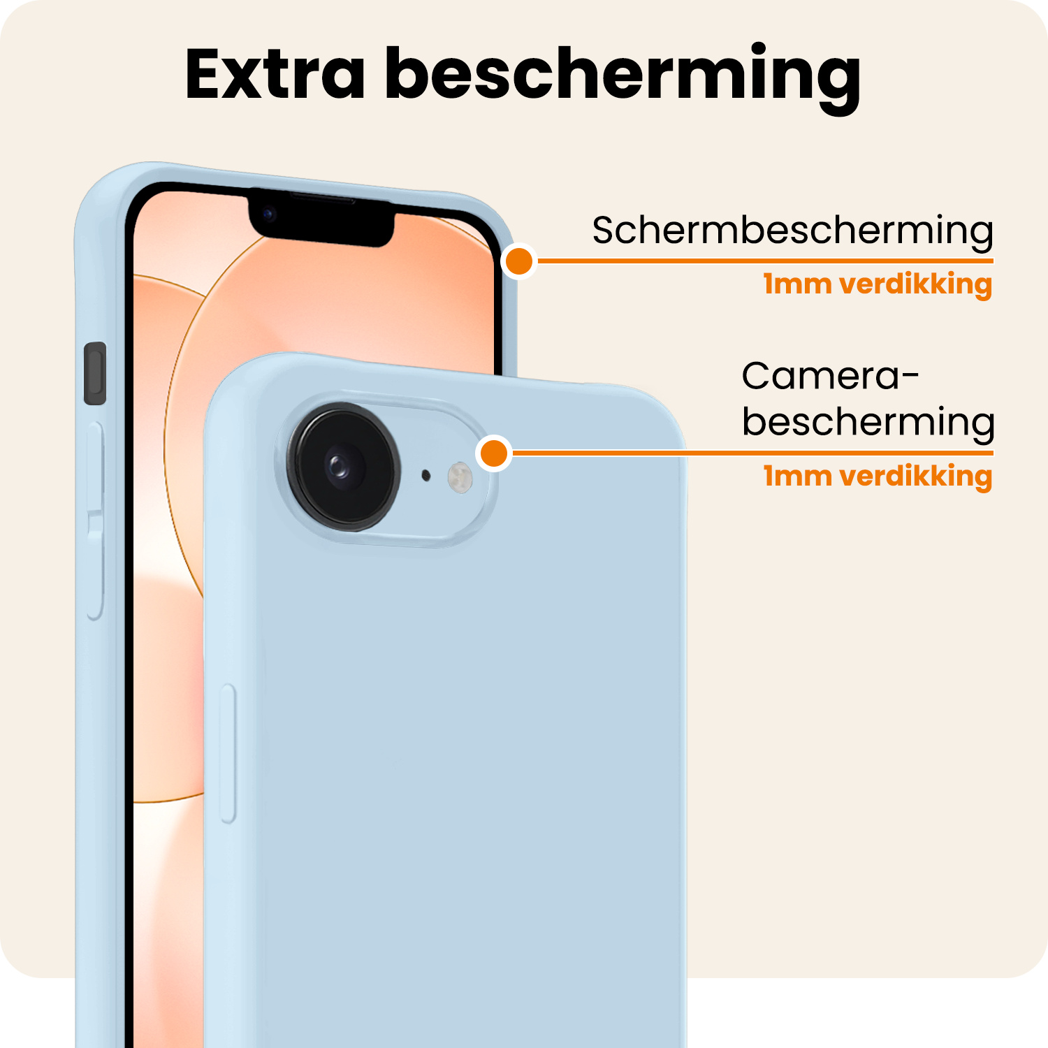 Nomfy Nomfy iPhone 17e Hoesje Siliconen Met Screenprotector Met Dichte Notch - Lichtblauw