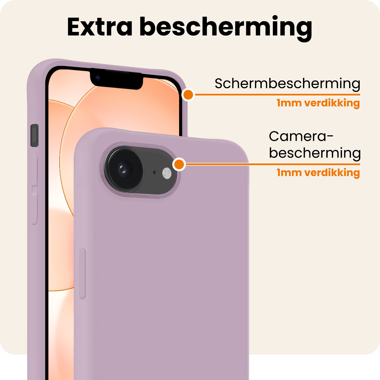Nomfy Nomfy iPhone 17e Hoesje Siliconen Met Screenprotector Met Dichte Notch - Lila