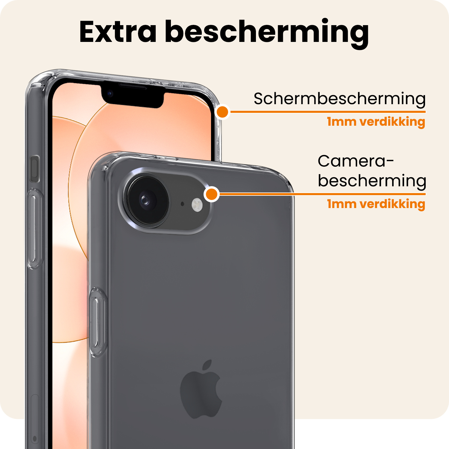 Nomfy Nomfy iPhone 17e Hoesje Siliconen Met Screenprotector Met Dichte Notch - Transparant