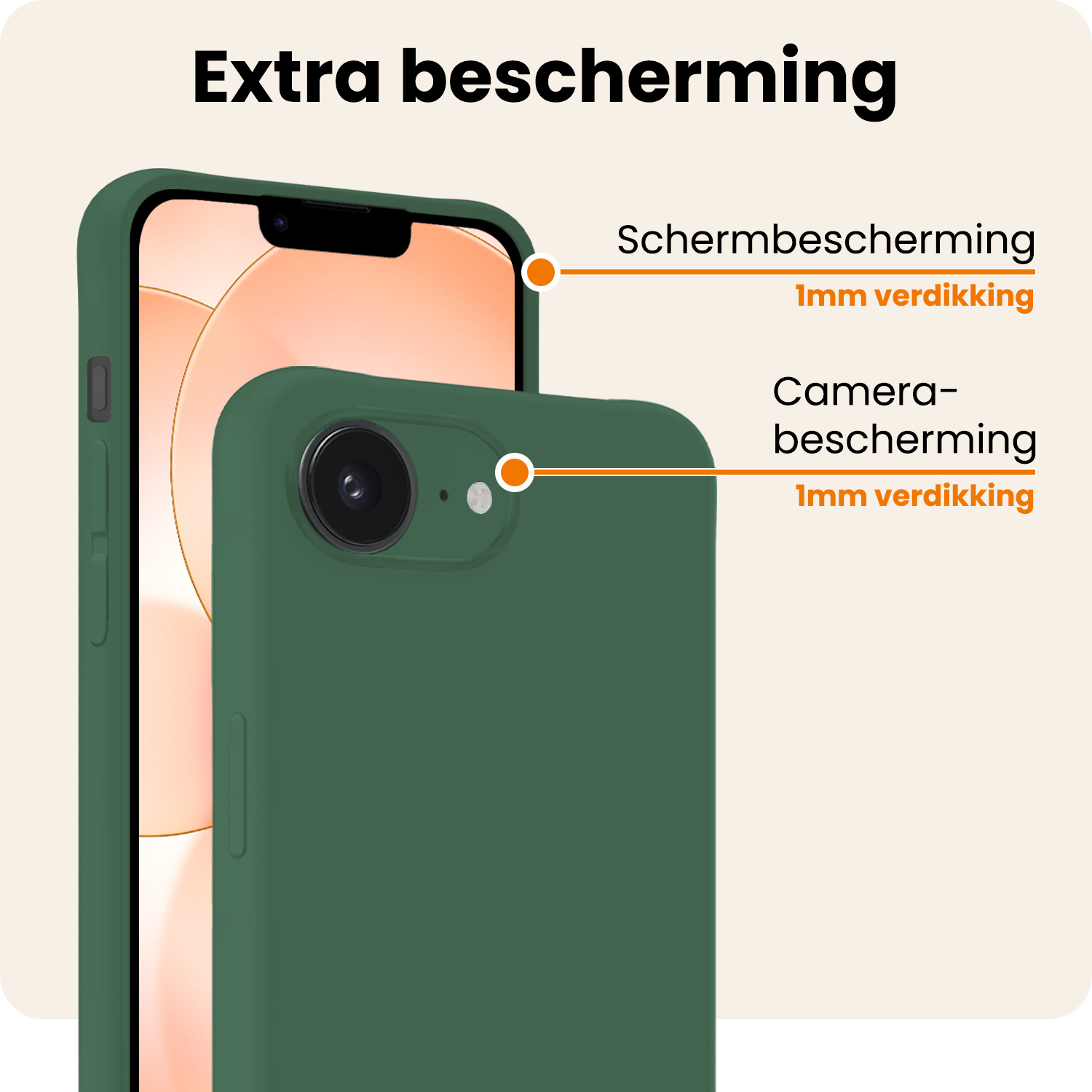 Nomfy Nomfy iPhone 17e Hoesje Siliconen Met 2x Screenprotector Met Dichte Notch - Donkergroen