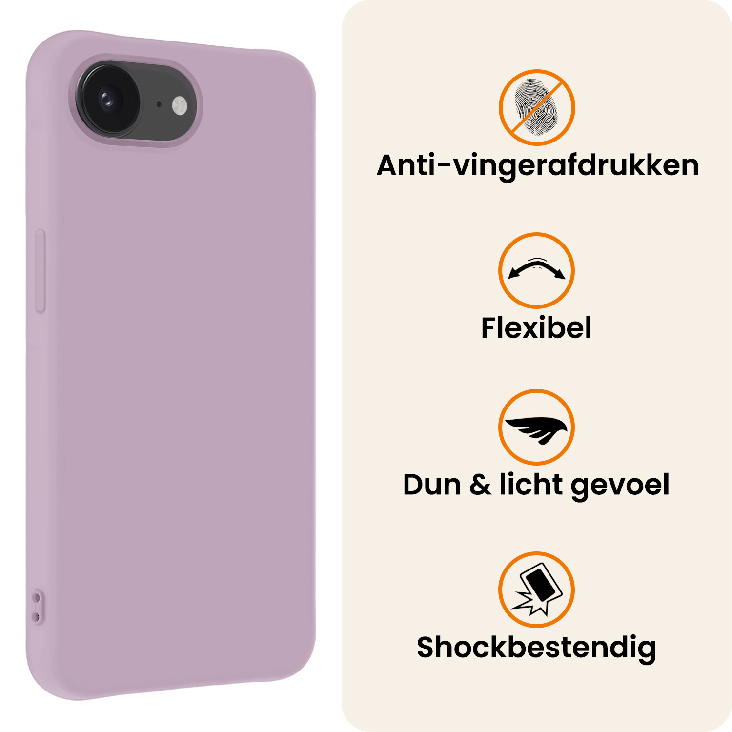 Nomfy Nomfy iPhone 17e Hoesje Siliconen Met 2x Screenprotector Met Dichte Notch - Lila