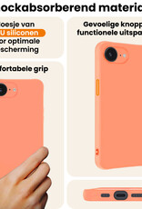 Nomfy Nomfy iPhone 17e Hoesje Siliconen Met 2x Screenprotector Met Dichte Notch - Perzik