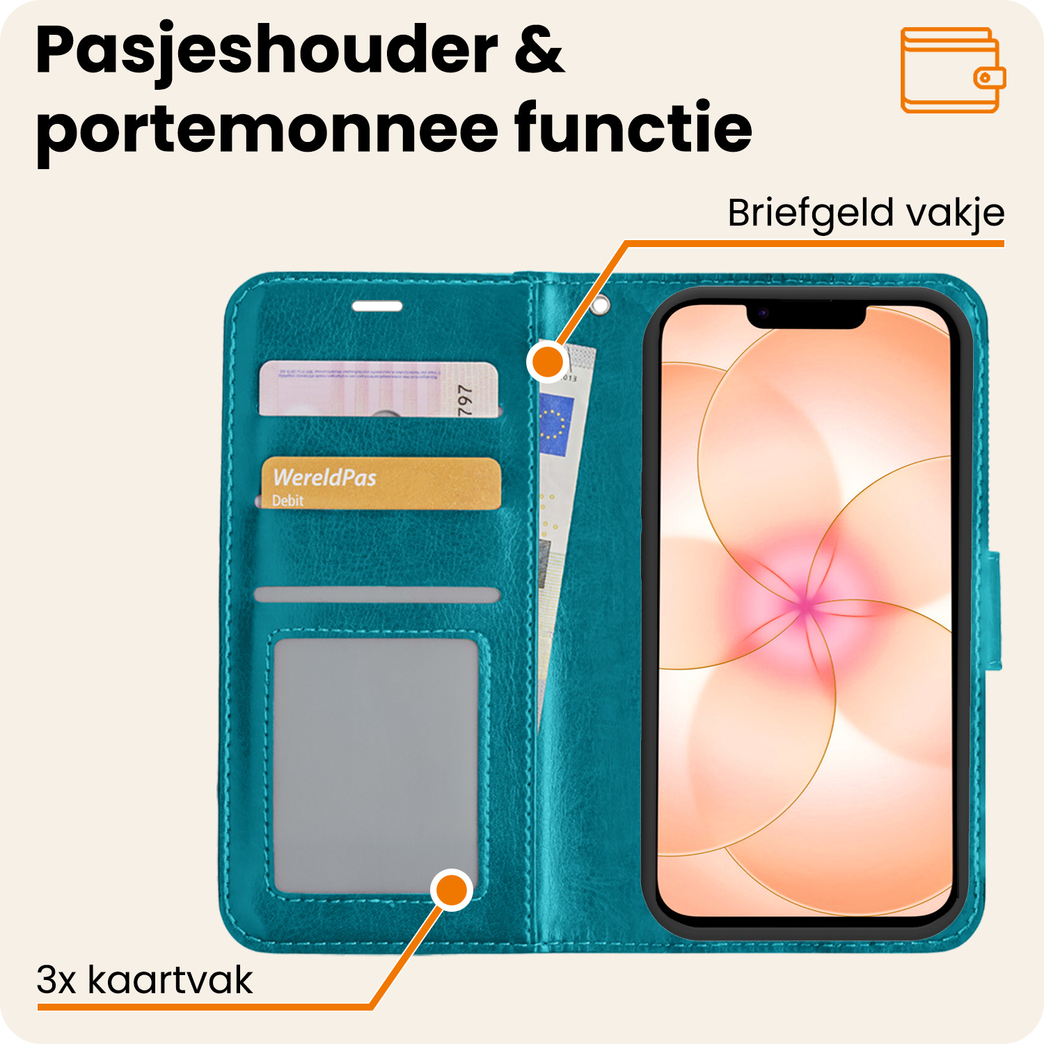 Nomfy Nomfy iPhone 17e Hoesje Bookcase - Turquoise