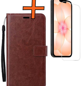 Nomfy Nomfy iPhone 17e Hoesje Bookcase Met Screenprotector - Bruin