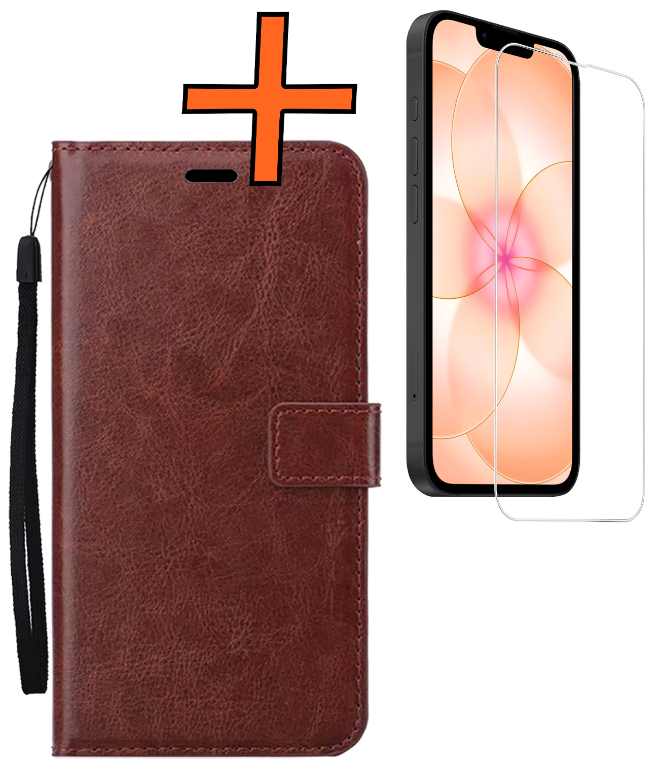 Nomfy Nomfy iPhone 17e Hoesje Bookcase Met Screenprotector - Bruin