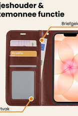 Nomfy Nomfy iPhone 17e Hoesje Bookcase Met Screenprotector - Bruin